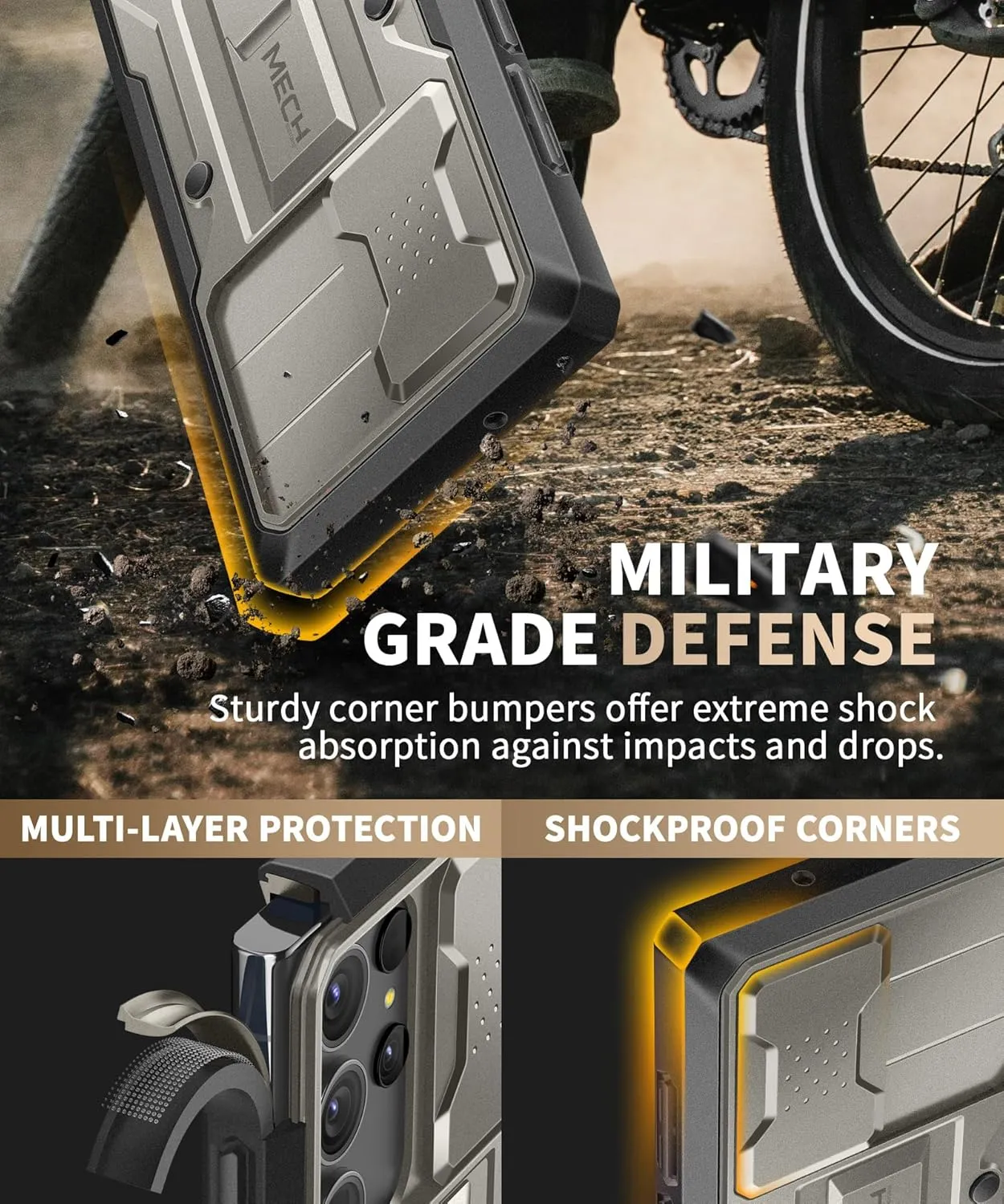 TONGATE for Samsung Galaxy S23 Ultra Case, [Built-in Slide Camera Cover & Screen Protector] [2 Front Frame] Military Shockproof S23 Ultra Phone Case with Kickstand & Belt-Clip 6.8", Titanium Gray