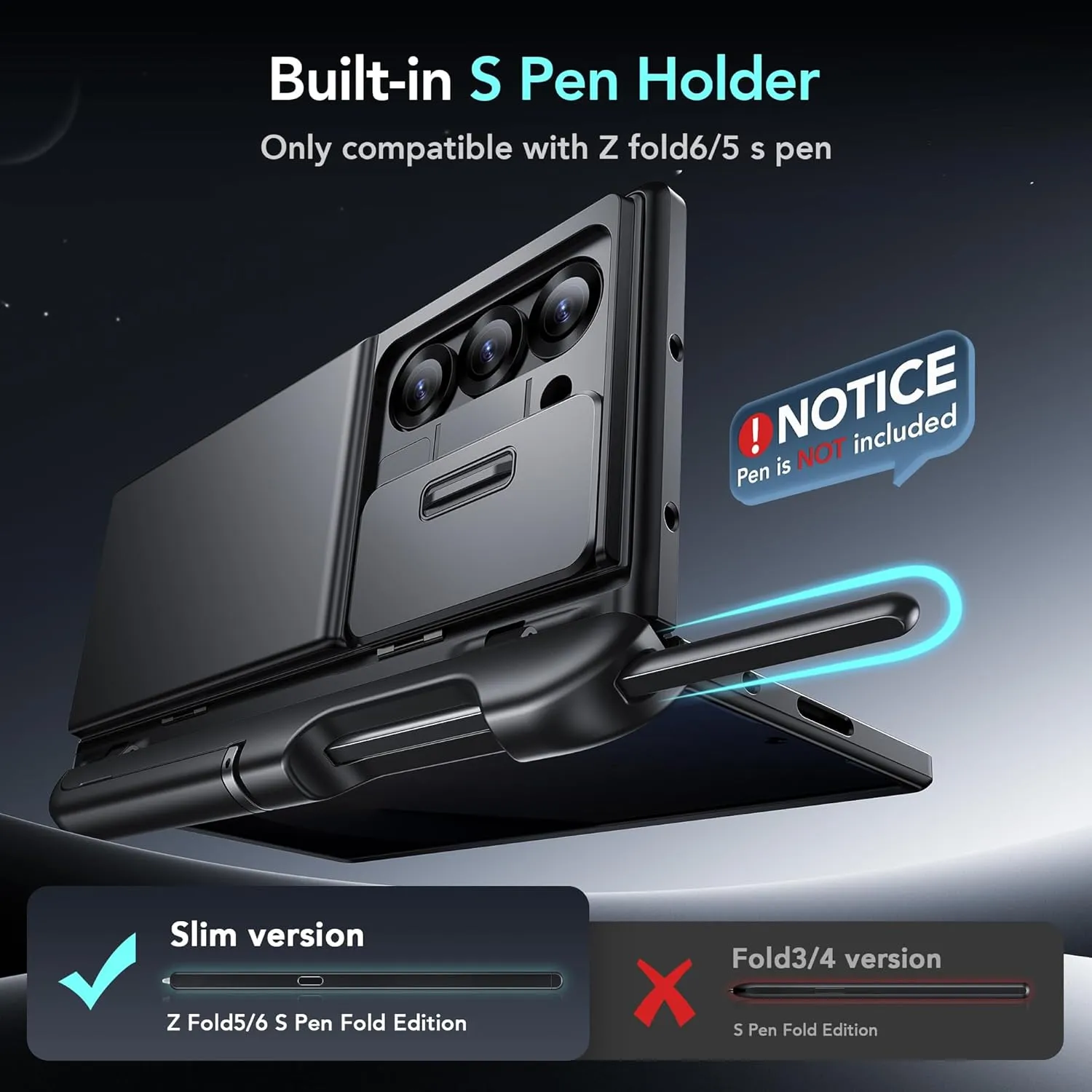 TONGATE Wallet for Z Fold 6 Case with Privacy Screen Protector, [Dual Stands & Card Holder][Anti Spy] Built-in S Pen Holder & Camera Cover Z6 Shockproof Phone Case for Samsung Galaxy Z Fold 6, Black