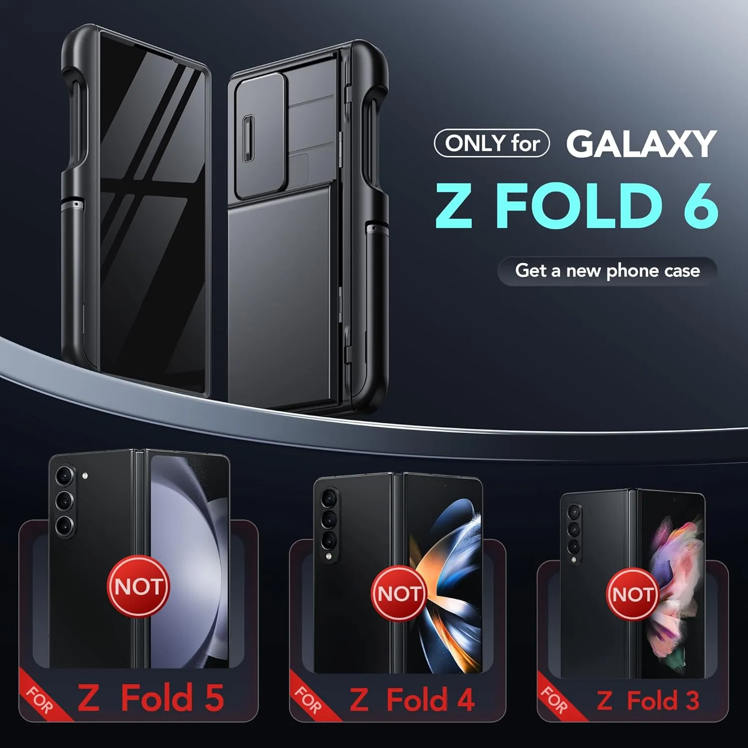 TONGATE Wallet for Z Fold 6 Case with Privacy Screen Protector, [Dual Stands & Card Holder][Anti Spy] Built-in S Pen Holder & Camera Cover Z6 Shockproof Phone Case for Samsung Galaxy Z Fold 6, Black