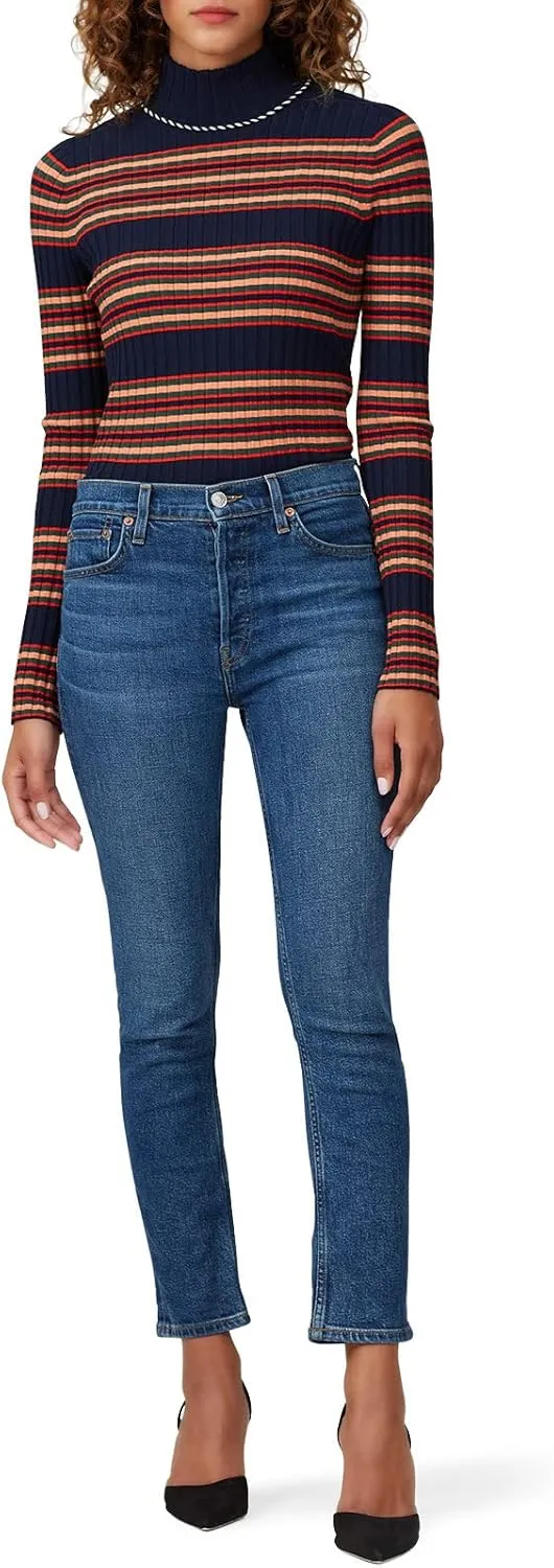Tory Burch Rent The Runway Pre-Loved Navy Striped Turtleneck