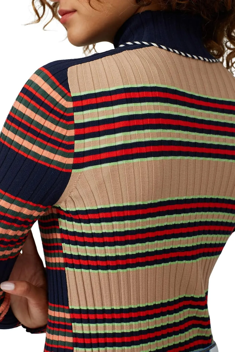 Tory Burch Rent The Runway Pre-Loved Navy Striped Turtleneck