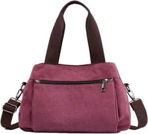 Tote Bag for Women, Canvas Crossbody Bags for Women, Multi Compartment Handbags Purse Medium Satchel