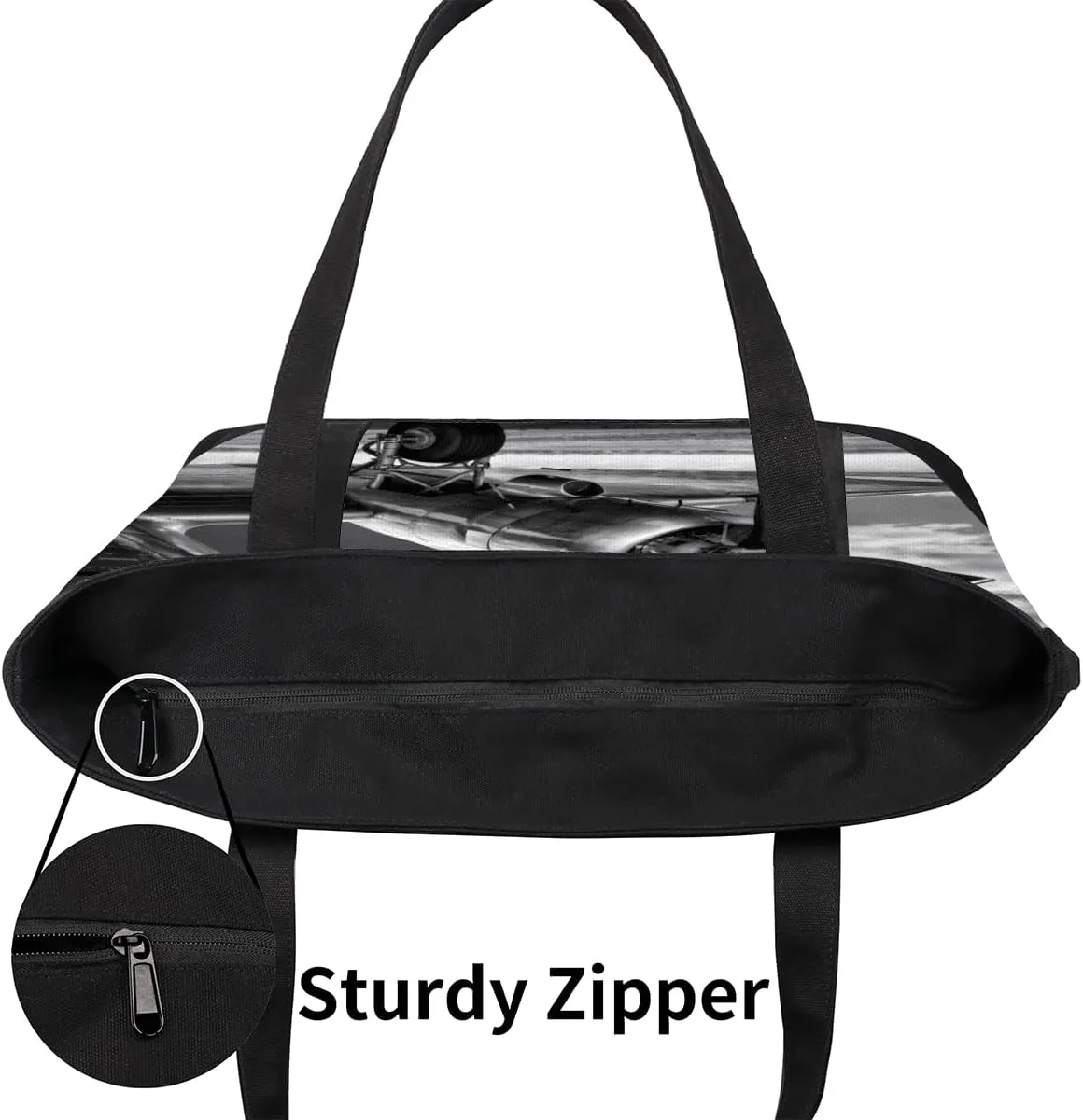 Tote Bag for Women Canvas Shoulder Bag Large Casual Handbag Lightweight Tote Bag with Zipper for Work Travel Shopping