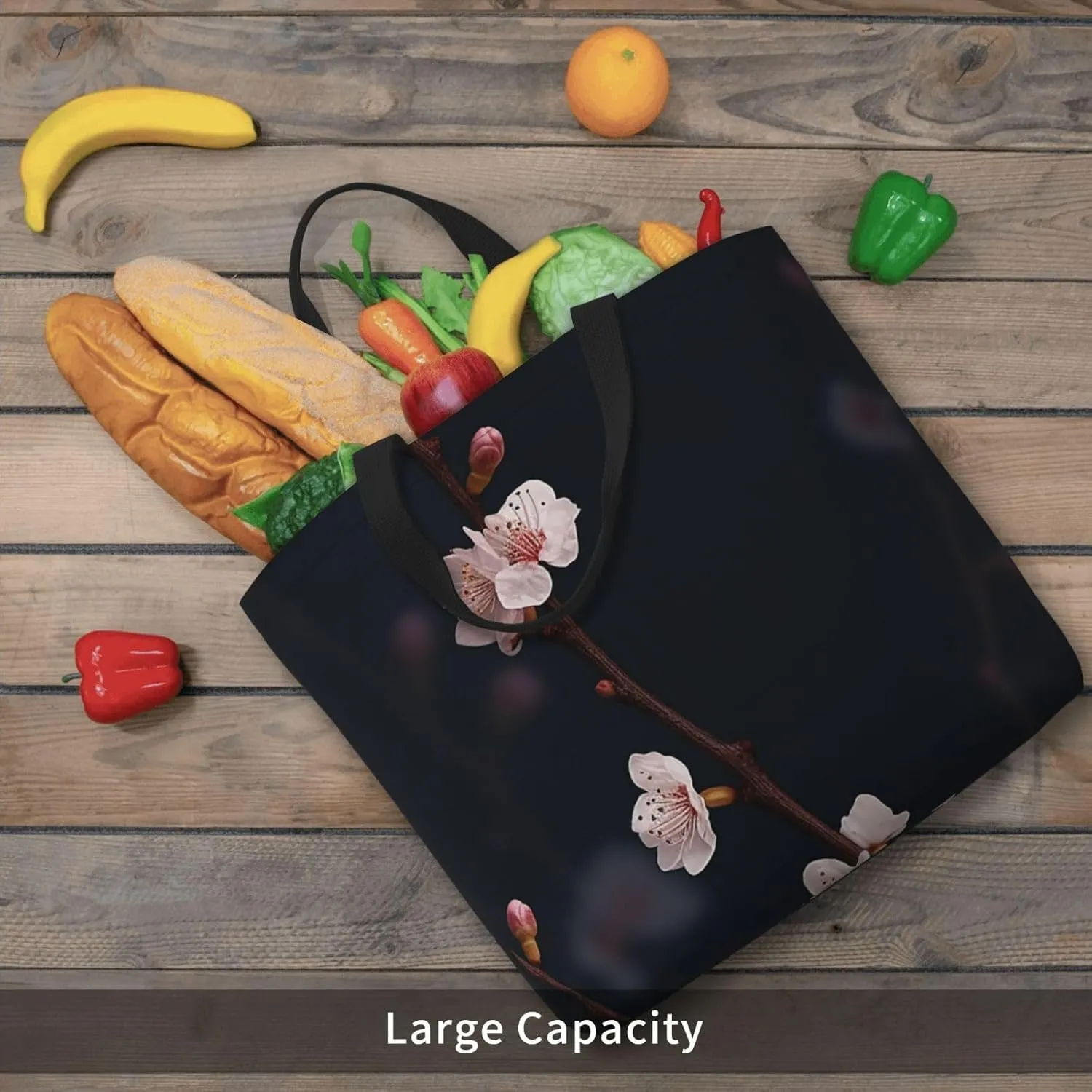 Tote Bag for Women Flower watercolor Shoulder Bag with Zipper Handbag Large Capacity Reusable Grocery Bag
