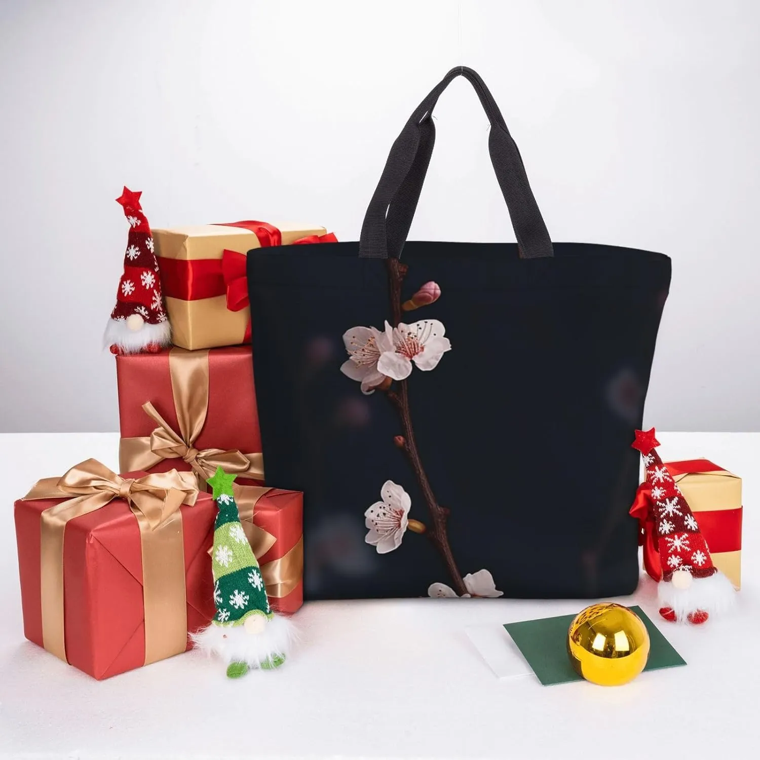 Tote Bag for Women Flower watercolor Shoulder Bag with Zipper Handbag Large Capacity Reusable Grocery Bag