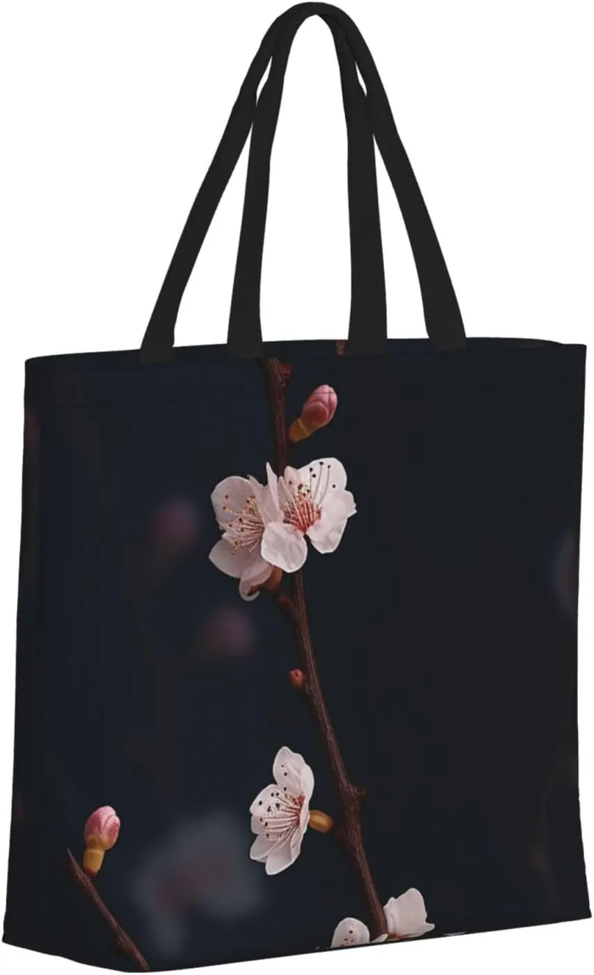Tote Bag for Women Flower watercolor Shoulder Bag with Zipper Handbag Large Capacity Reusable Grocery Bag