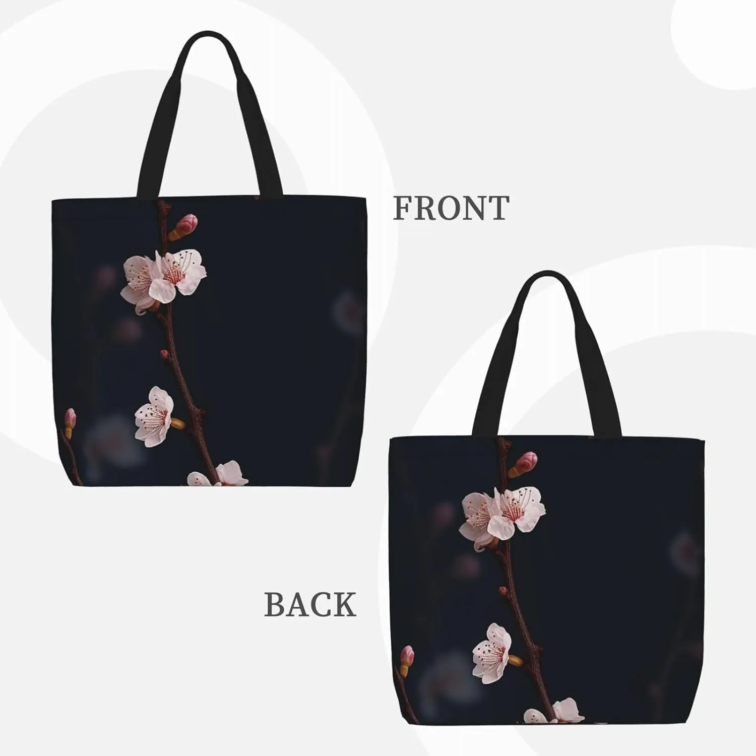 Tote Bag for Women Flower watercolor Shoulder Bag with Zipper Handbag Large Capacity Reusable Grocery Bag