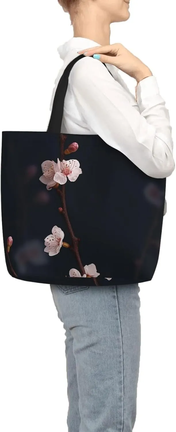 Tote Bag for Women Flower watercolor Shoulder Bag with Zipper Handbag Large Capacity Reusable Grocery Bag