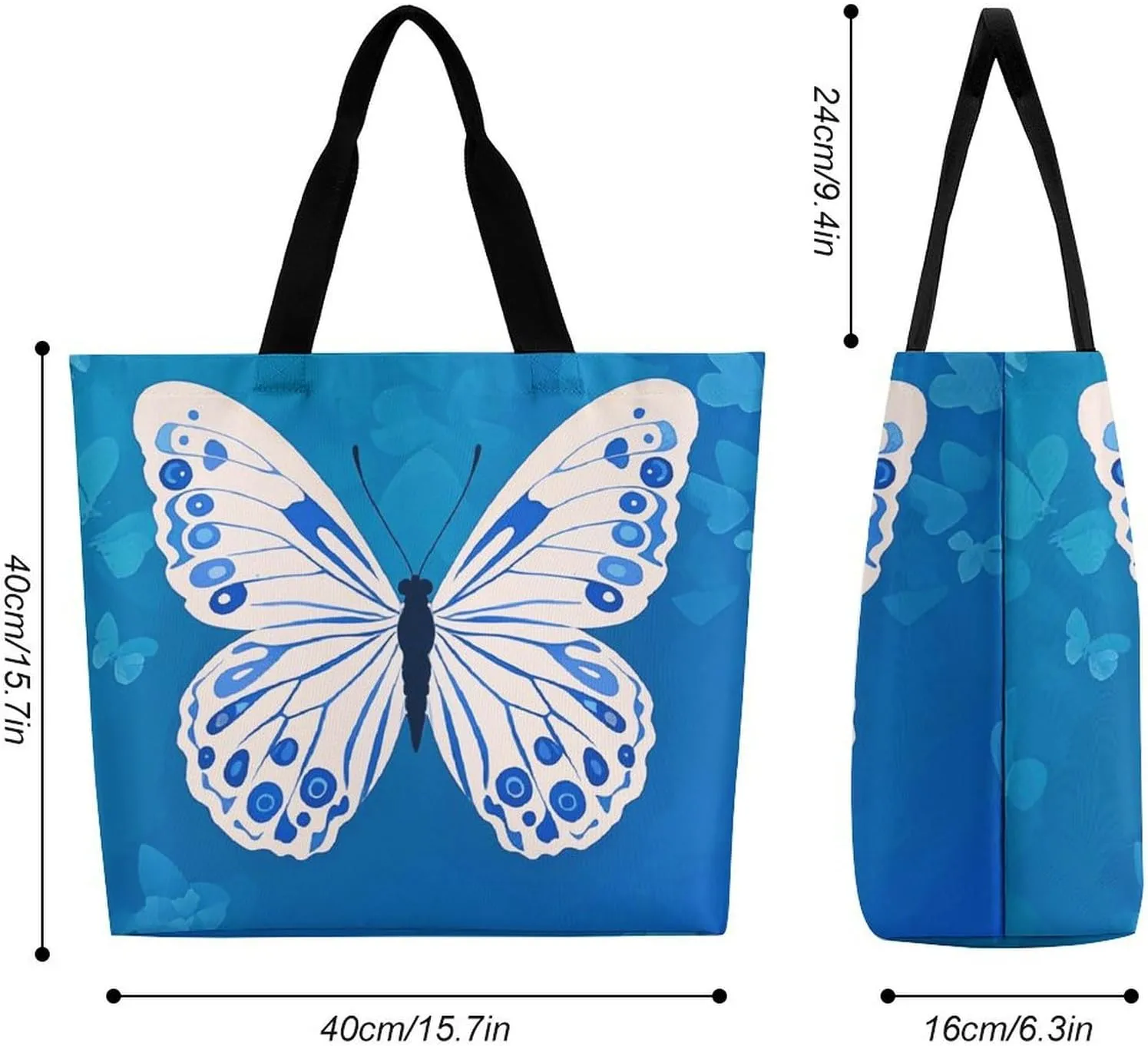 Tote Bag for Women Large Capacity Tote Bags Black Cat with White Handbag Crossbody Bag Shopping Bags Shoulder Bag