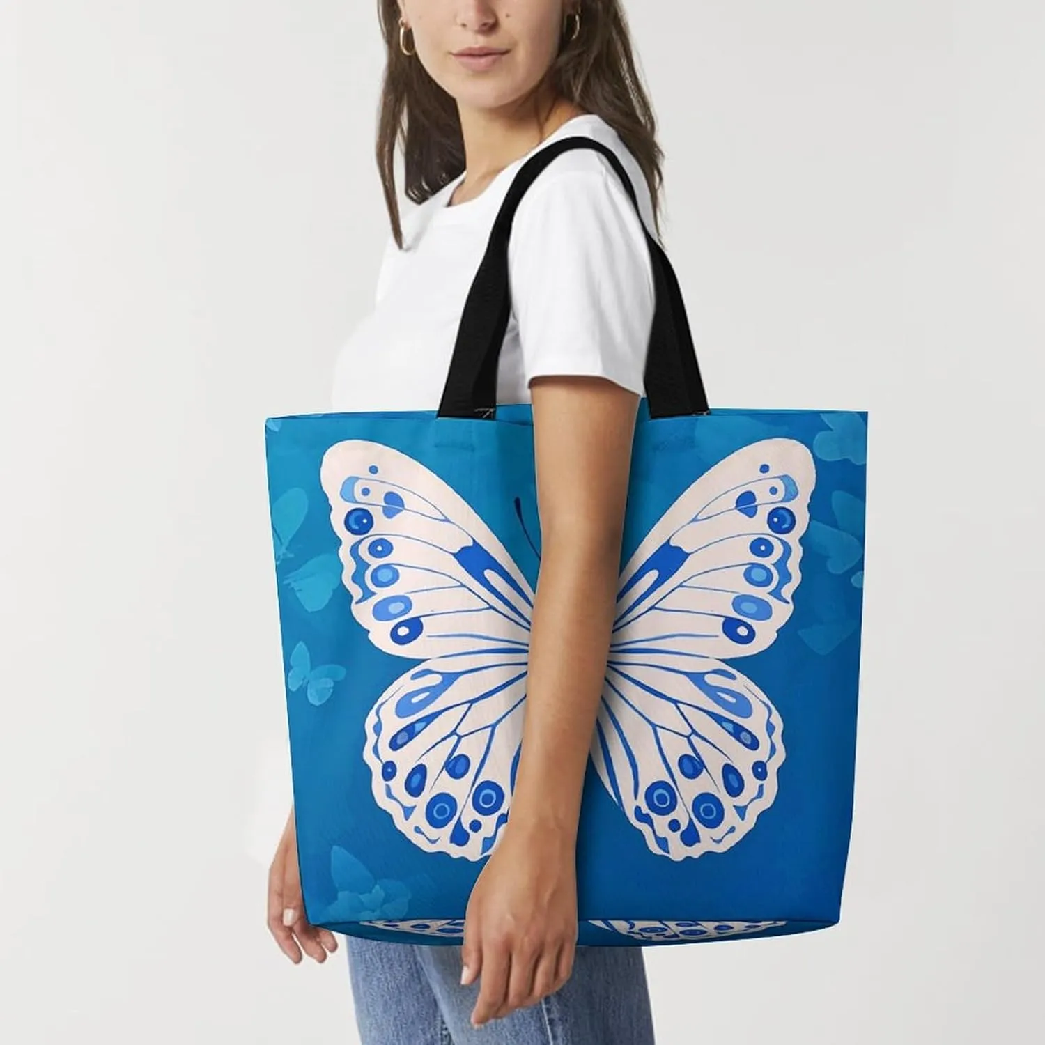 Tote Bag for Women Large Capacity Tote Bags Black Cat with White Handbag Crossbody Bag Shopping Bags Shoulder Bag