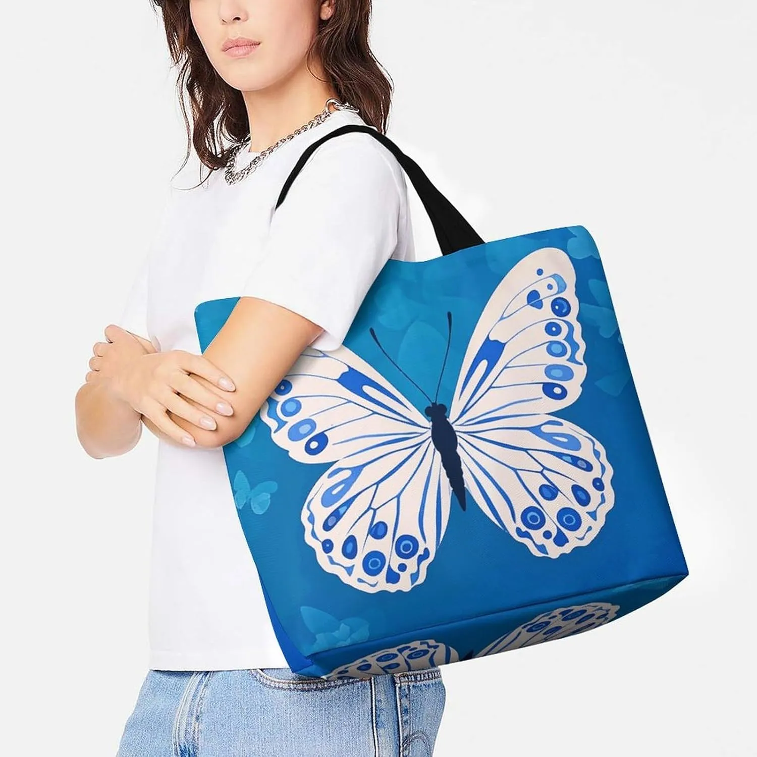 Tote Bag for Women Large Capacity Tote Bags Black Cat with White Handbag Crossbody Bag Shopping Bags Shoulder Bag