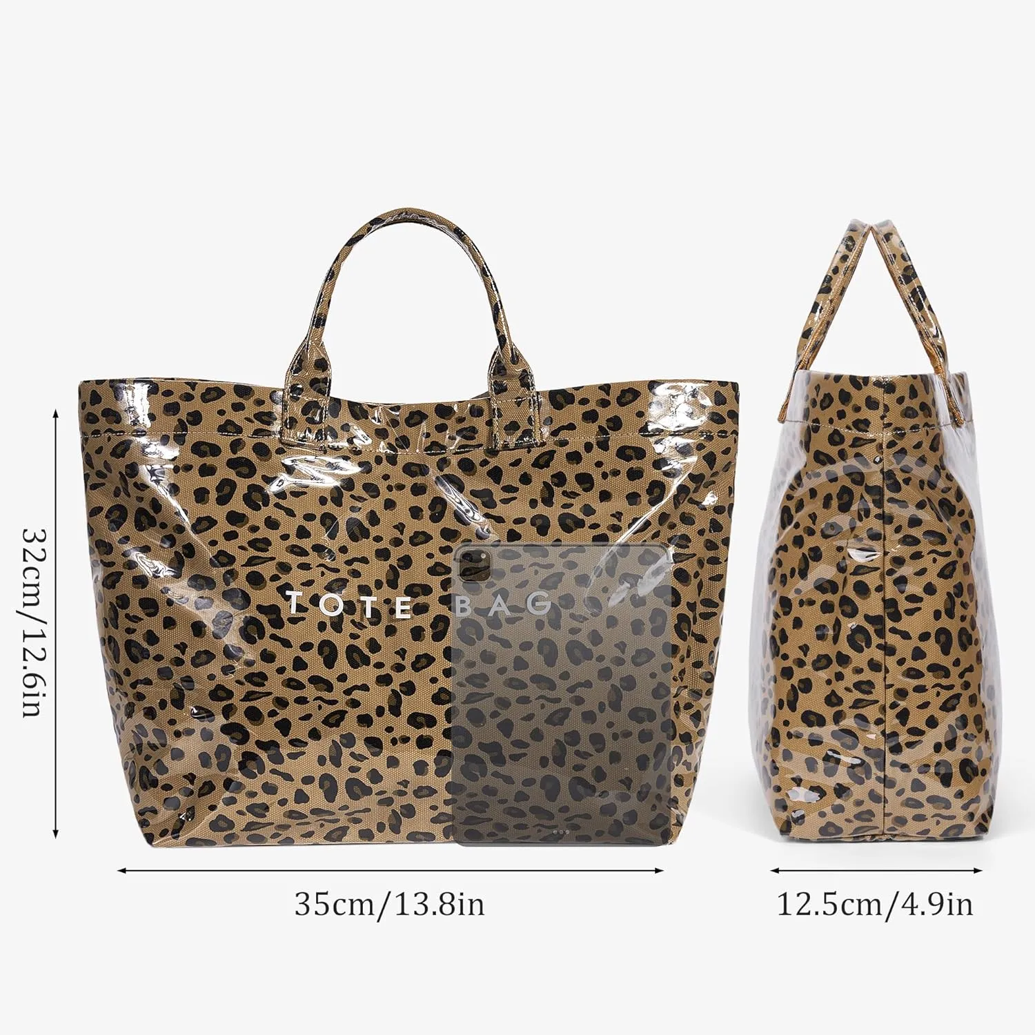 Tote Bag for Women Large PVC Tote Bag Plastic Handbag Letters Print Handbag Clear Hobo Bag