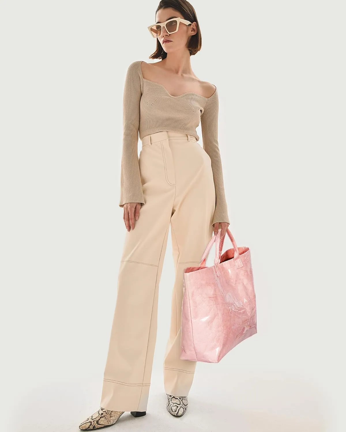 Tote Bag for Women Large PVC Tote Bag Plastic Handbag Letters Print Handbag Clear Hobo Bag