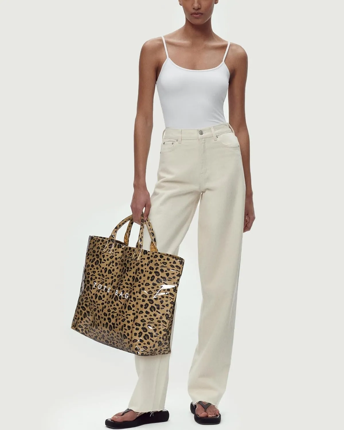Tote Bag for Women Large PVC Tote Bag Plastic Handbag Letters Print Handbag Clear Hobo Bag