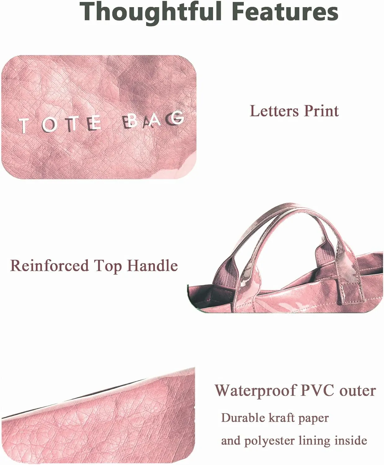 Tote Bag for Women Large PVC Tote Bag Plastic Handbag Letters Print Handbag Clear Hobo Bag