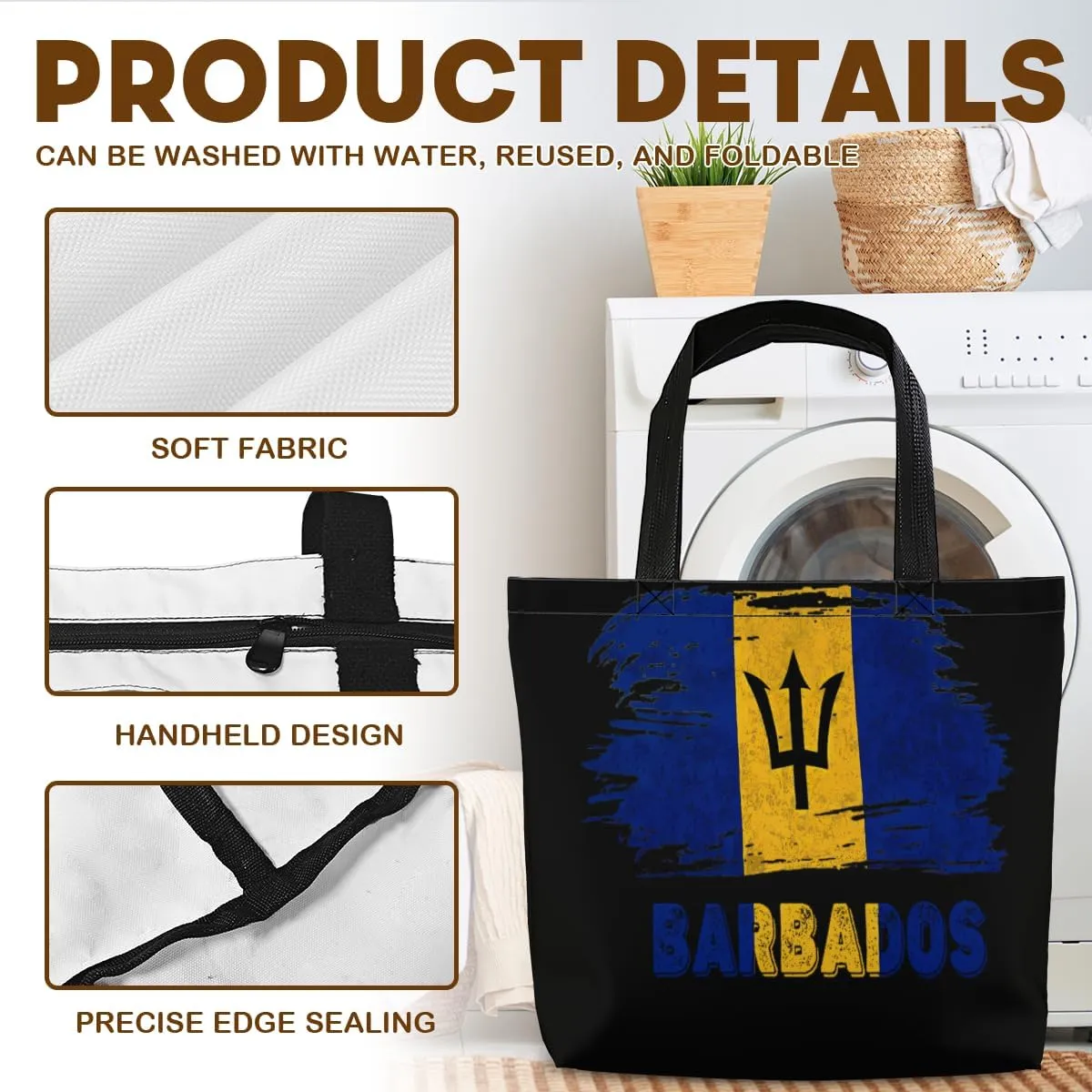 Tote Bag for Women Men Large Reusable Beach Shoulder Bags With Zipper for Gym Shopping Travel Gifts Yoga