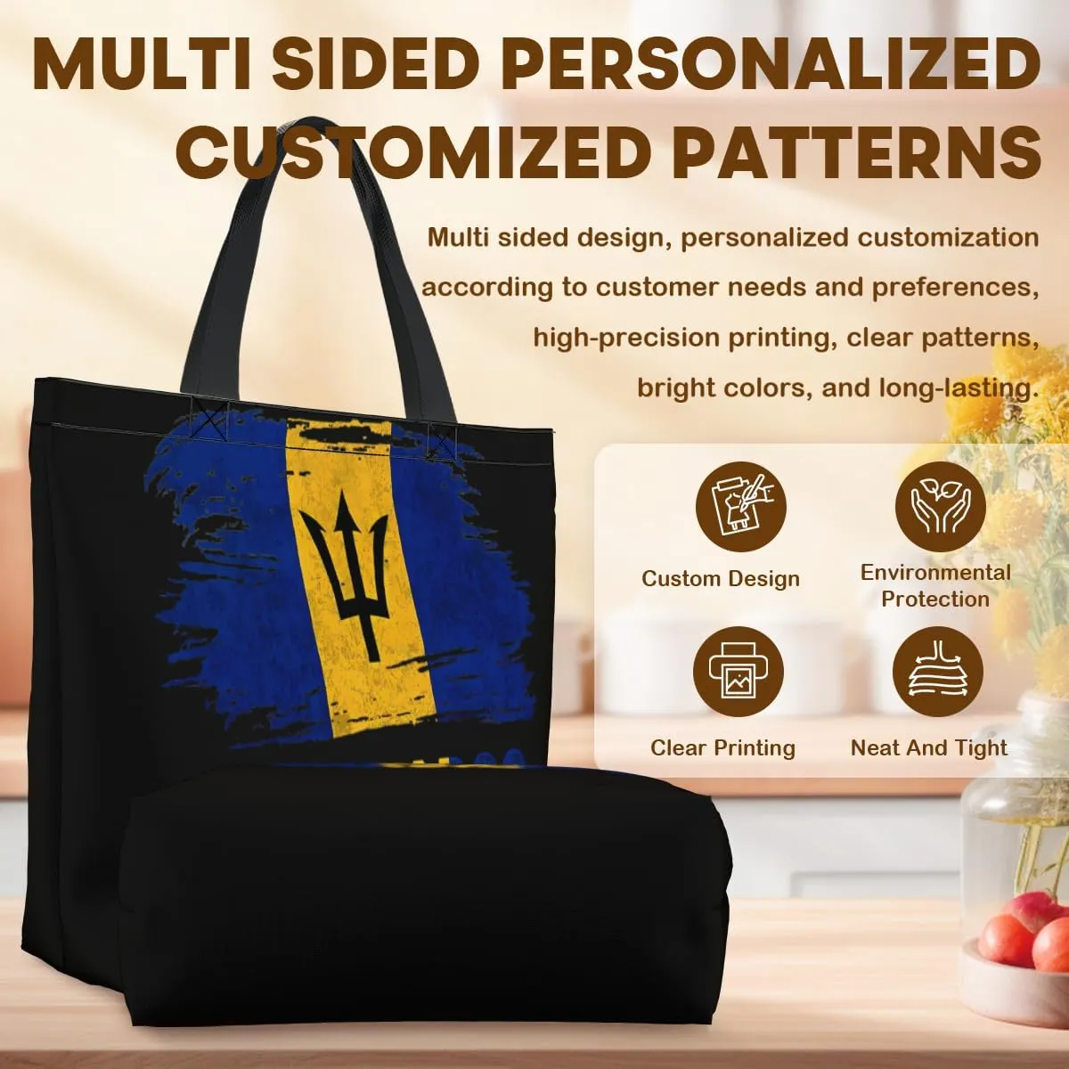 Tote Bag for Women Men Large Reusable Beach Shoulder Bags With Zipper for Gym Shopping Travel Gifts Yoga