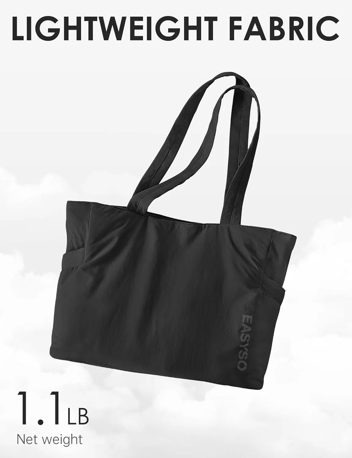Tote Bag for Women,Puffer Travel Tote Bags with Zipper, Quilted Handbag with Compartments for Travel Work Sport, Black