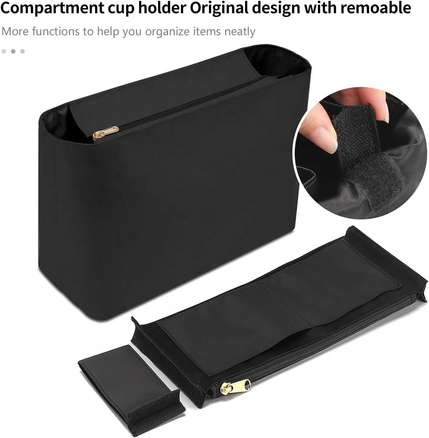 Tote Bag Organizer Insert, Purse Inner Suit for PM HandBag, Makeup Liner HandBag Shaper (Black, PM)