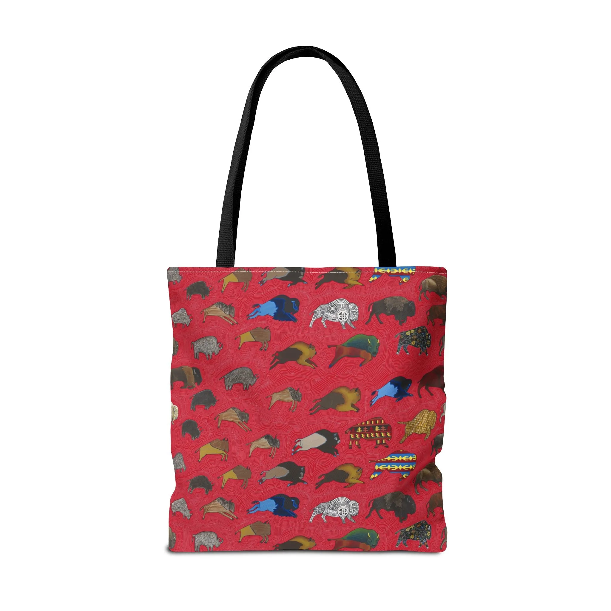 Tote Bag, Red, Bison Transition, Buffalo, Native American
