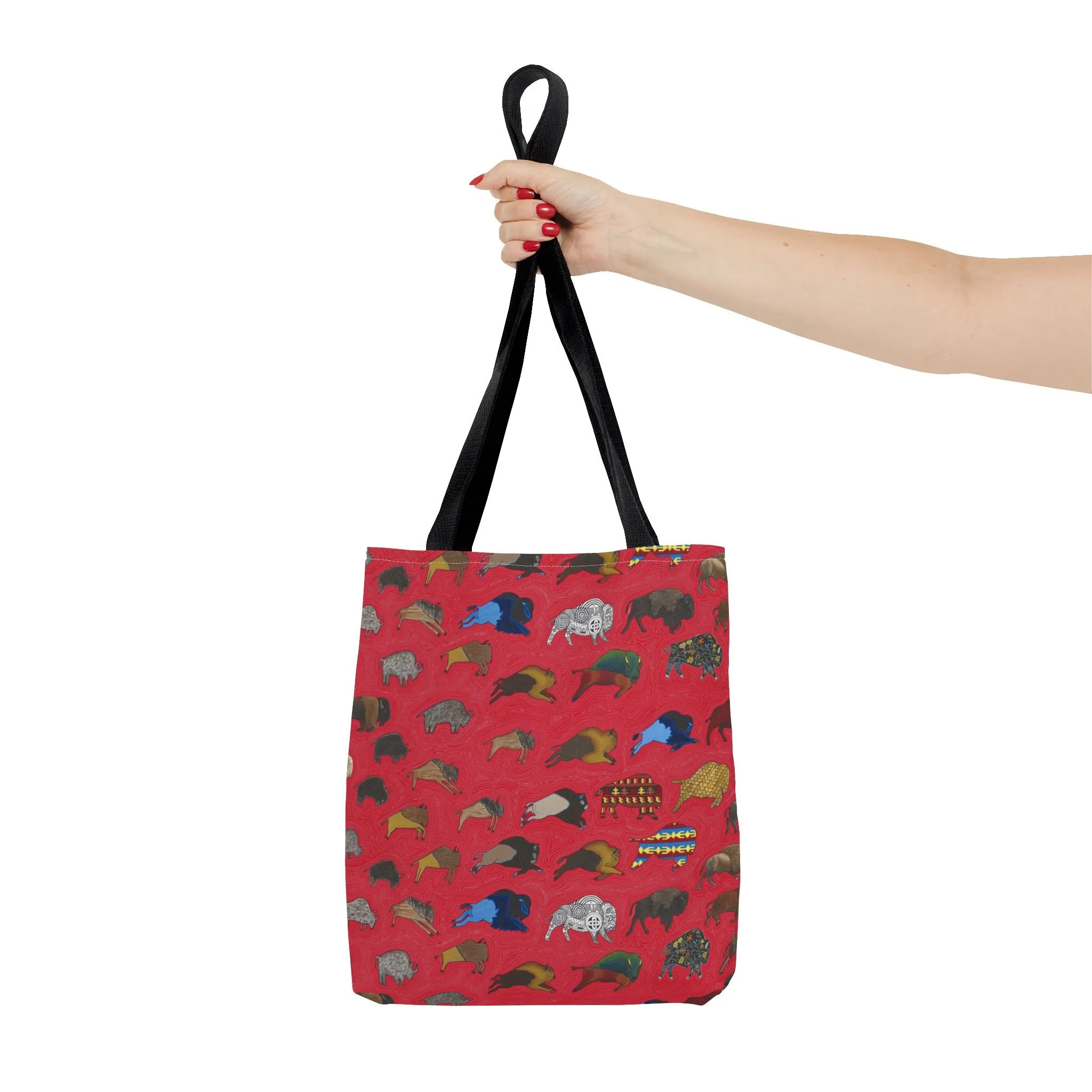 Tote Bag, Red, Bison Transition, Buffalo, Native American