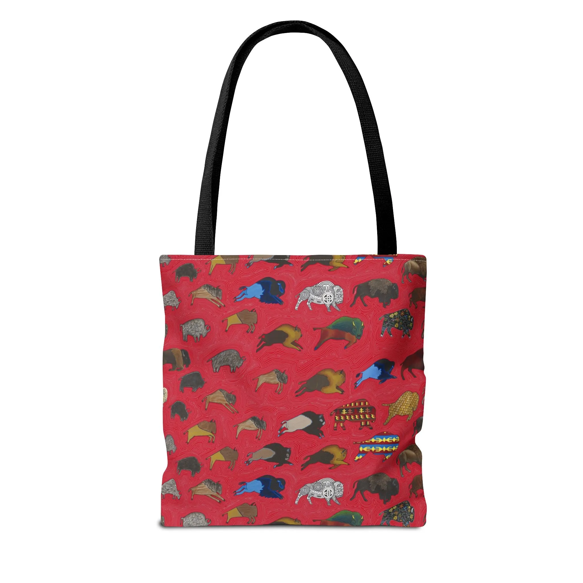Tote Bag, Red, Bison Transition, Buffalo, Native American