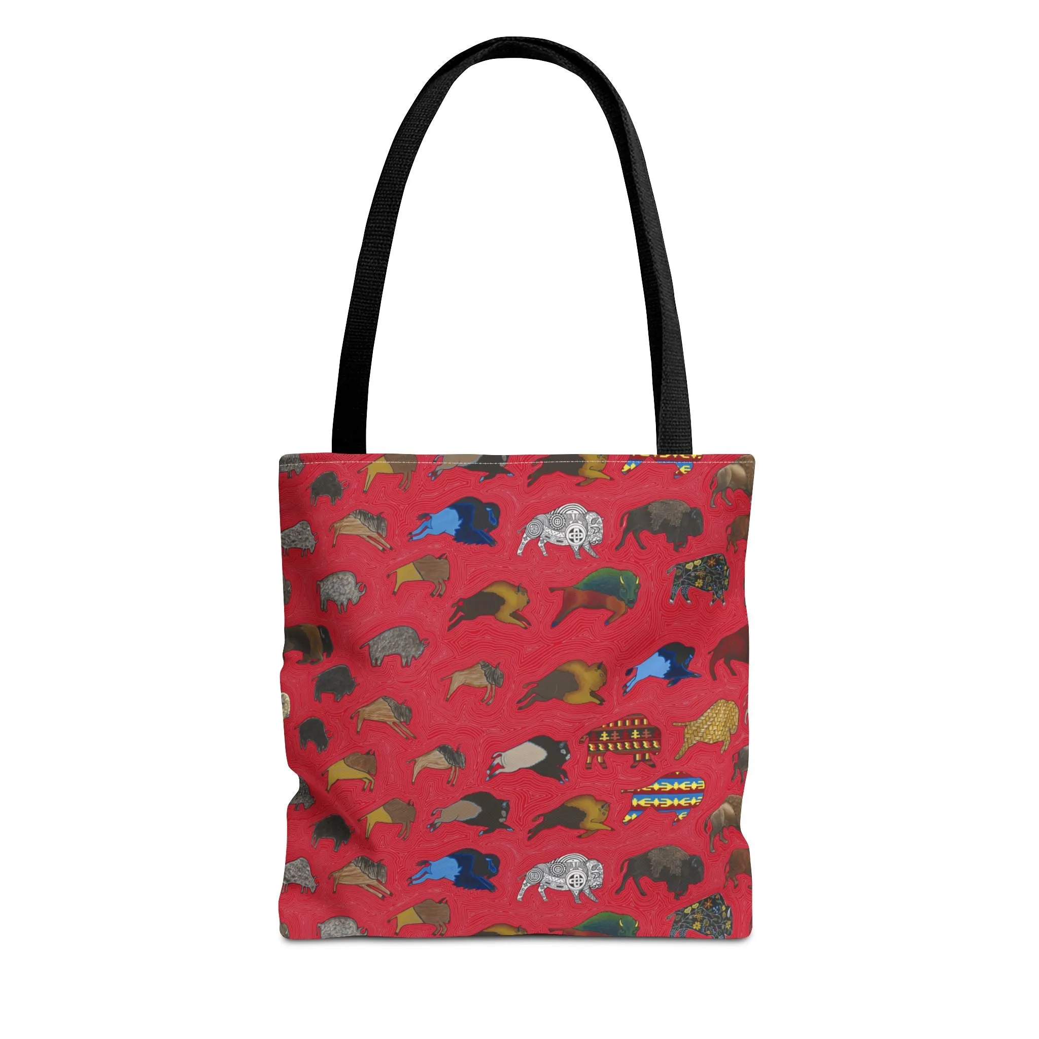 Tote Bag, Red, Bison Transition, Buffalo, Native American