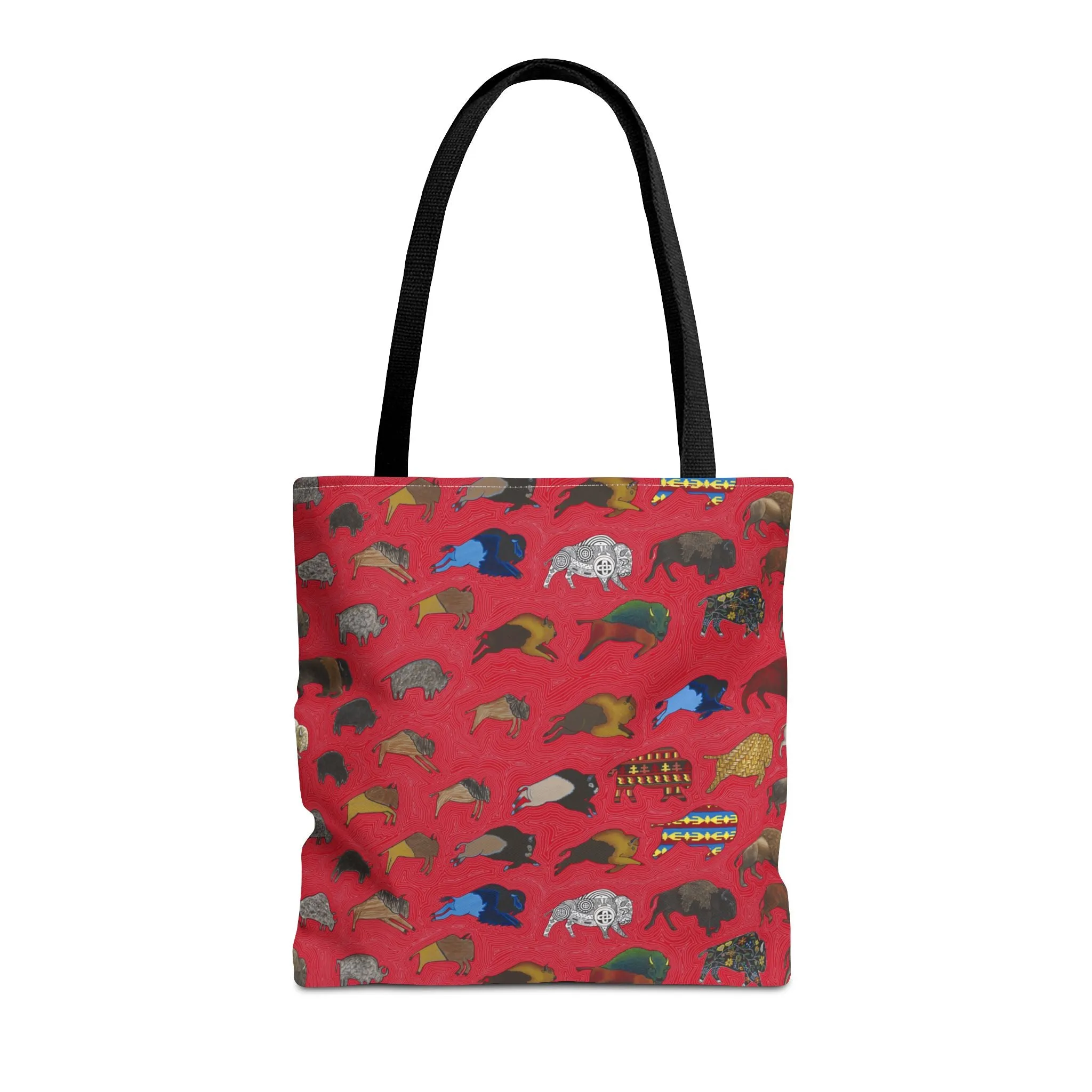 Tote Bag, Red, Bison Transition, Buffalo, Native American