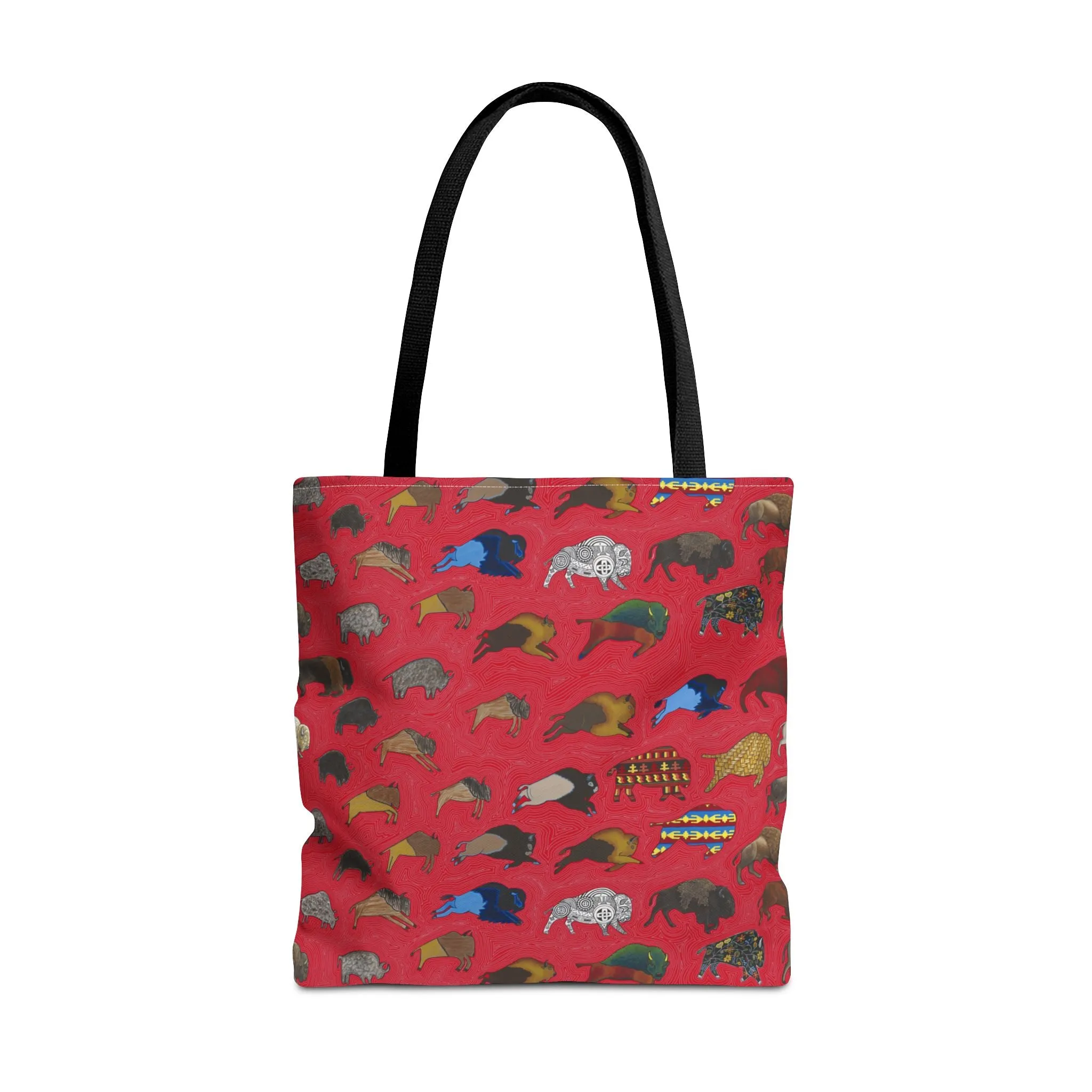 Tote Bag, Red, Bison Transition, Buffalo, Native American