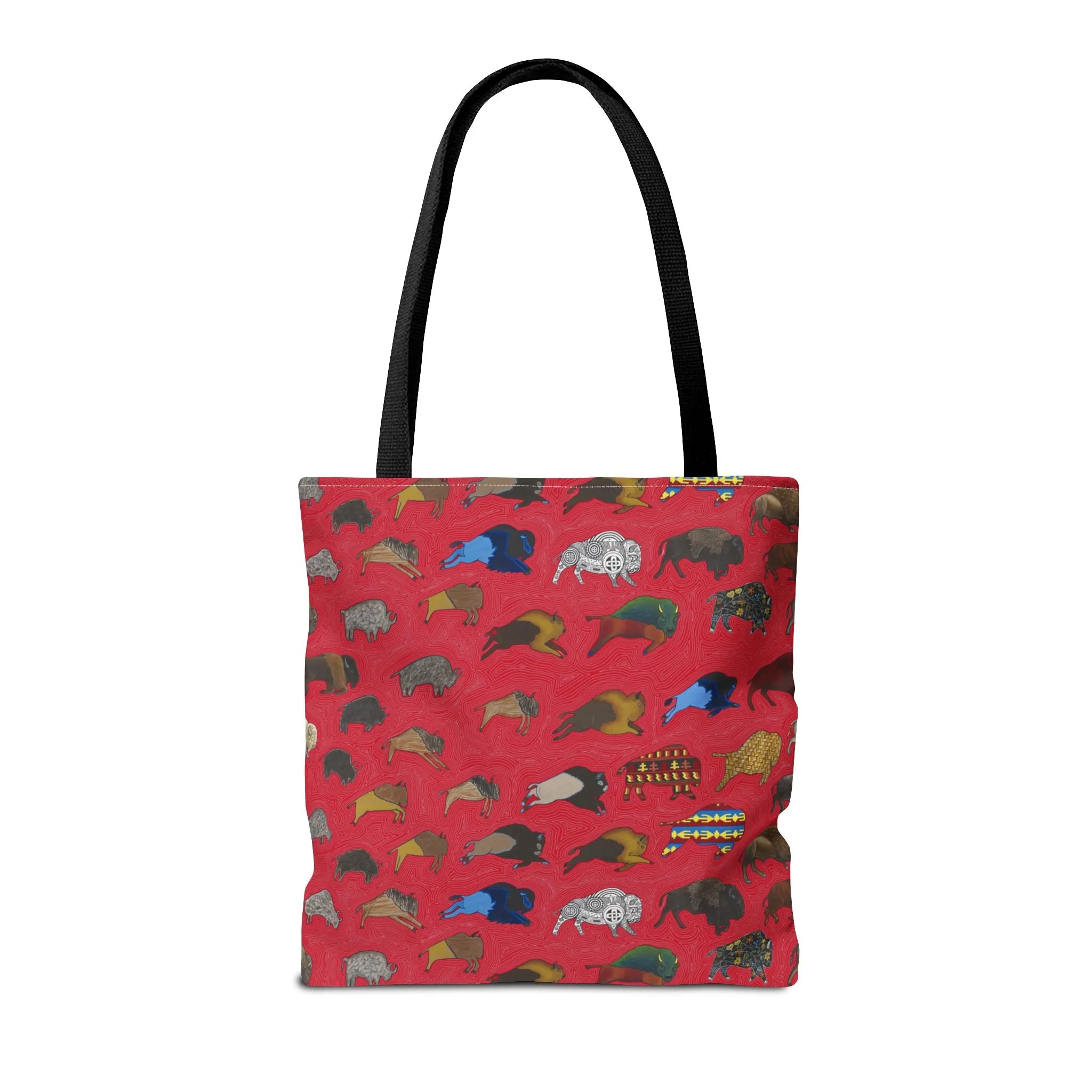 Tote Bag, Red, Bison Transition, Buffalo, Native American