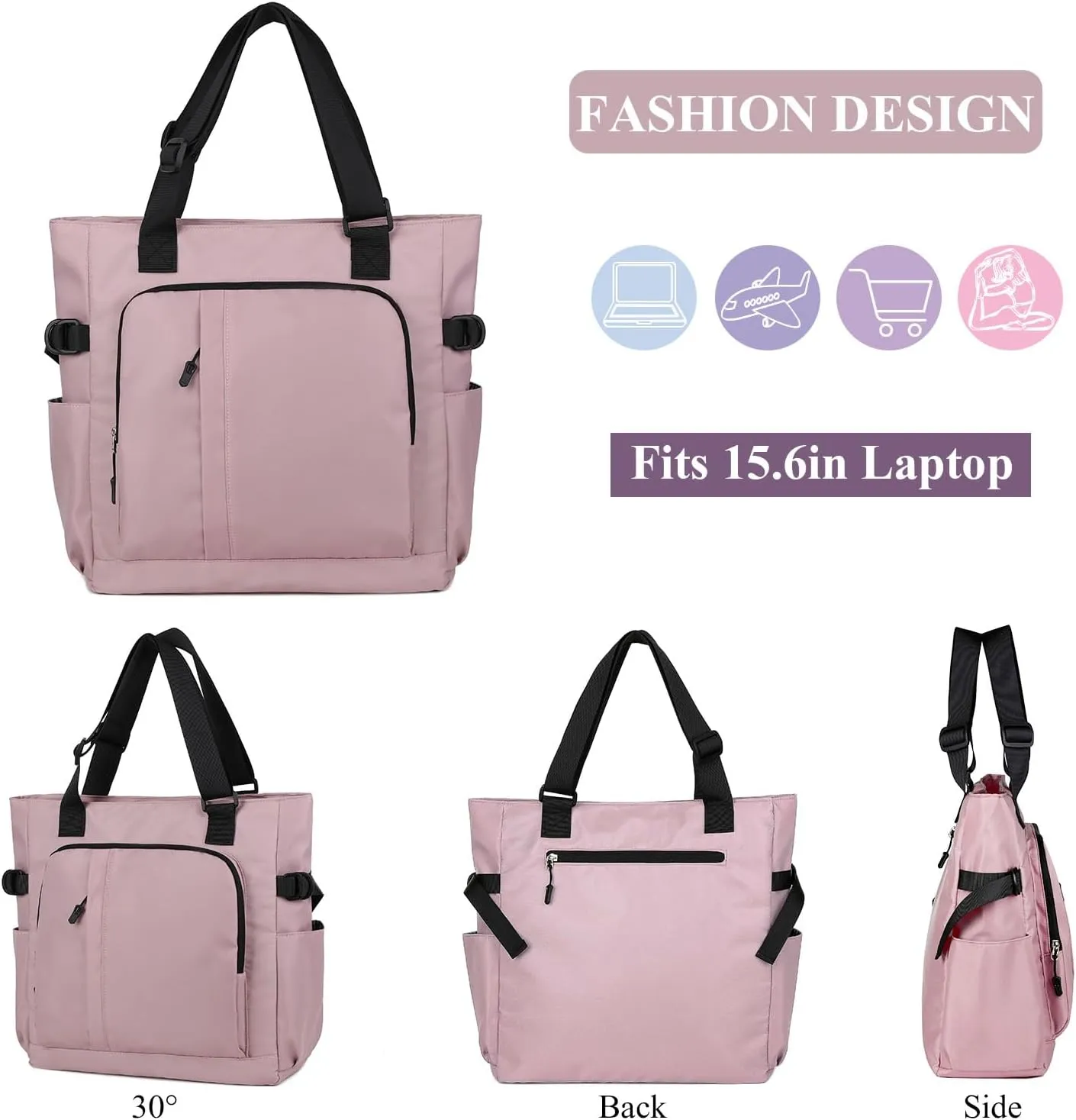 Tote Bag, Waterproof Nylon Shoulder Bags Laptop Work Bag Multi Pockets Teacher Purses and Handbags for Women Men