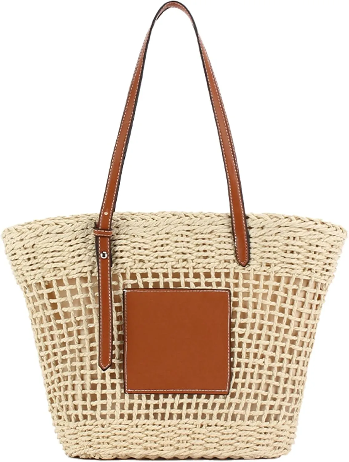 Tote Handbag Women Straw Beach Bag Large Boho Purse Underarm Hollow Shoulder Wicker Summer Vacation Holiday Work