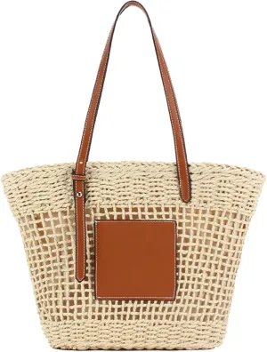 Tote Handbag Women Straw Beach Bag Large Boho Purse Underarm Hollow Shoulder Wicker Summer Vacation Holiday Work