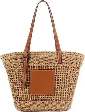 Tote Handbag Women Straw Beach Bag Large Boho Purse Underarm Hollow Shoulder Wicker Summer Vacation Holiday Work