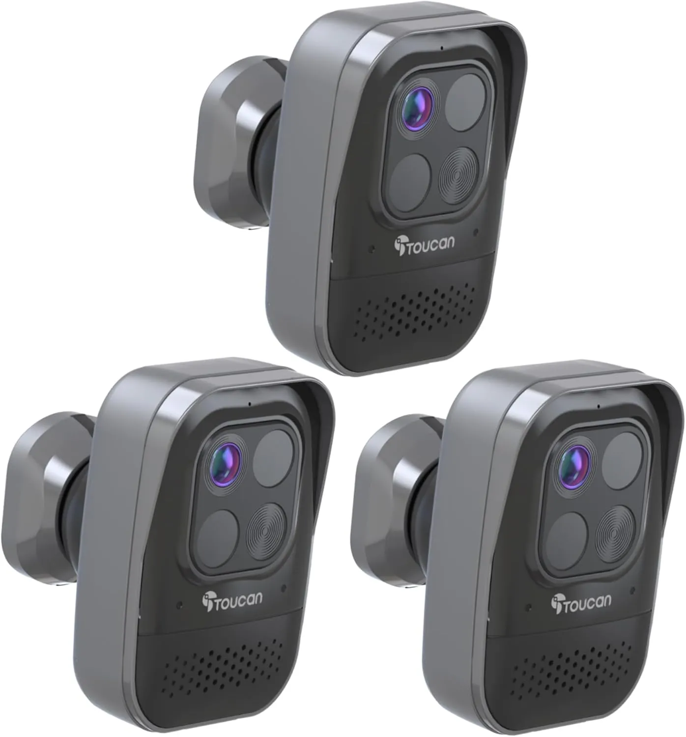 TOUCAN Wireless Indoor/Outdoor Battery Powered Security Camera - Alexa & GoogleHome Enabled - Night Vision, Weatherproof, AI Motion Detection, 2-Way Audio, 1080P, No Subscription - 3 Pack