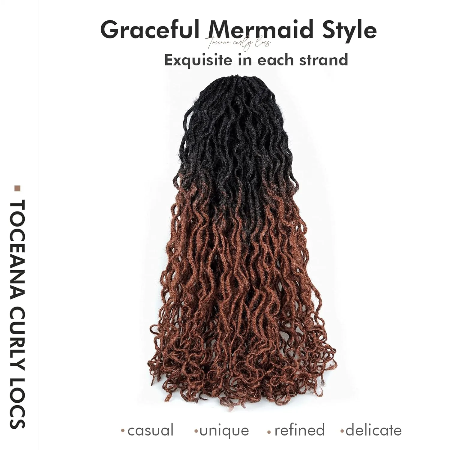 ToyoTress Toceana Curly Locs Crochet Hair - 18 Inch 8 Pcs (96 Strands) Ombre Brown Pre-looped Crochet Locs, Long Soft Crochet Faux Locs Pre-twistedBraids Synthetic Braiding Hair (18 Inch,OT30-8P)