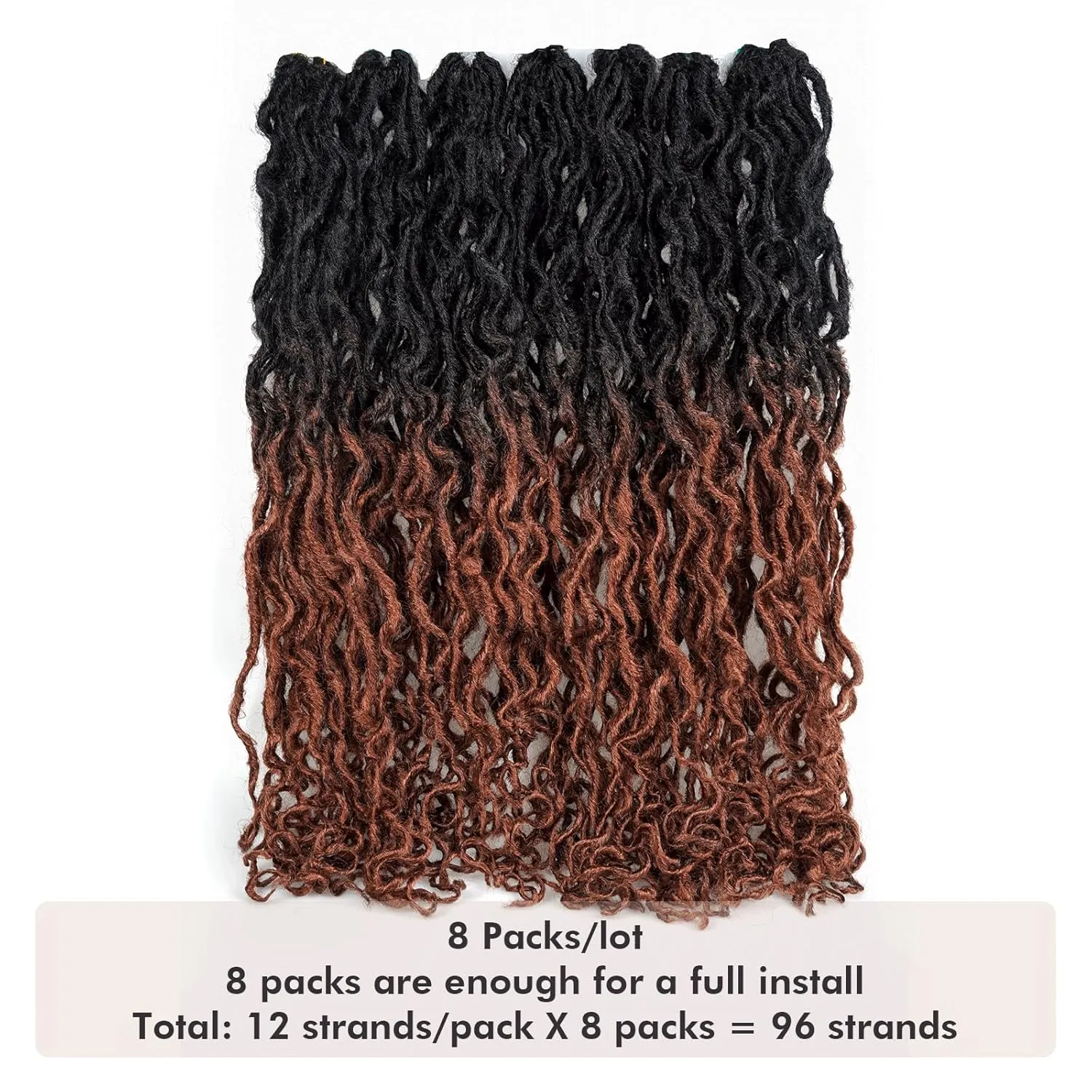 ToyoTress Toceana Curly Locs Crochet Hair - 18 Inch 8 Pcs (96 Strands) Ombre Brown Pre-looped Crochet Locs, Long Soft Crochet Faux Locs Pre-twistedBraids Synthetic Braiding Hair (18 Inch,OT30-8P)