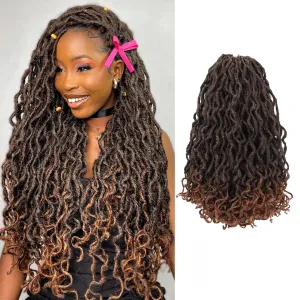 ToyoTress Toceana Curly Locs Crochet Hair - 18 Inch 8 Pcs (96 Strands) Ombre Brown Pre-looped Crochet Locs, Long Soft Crochet Faux Locs Pre-twistedBraids Synthetic Braiding Hair (18 Inch,OT30-8P)