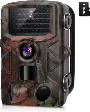 Trail Camera, 4K 50MP Game Camera with Night Vision 120° Wide-Angle Trail Cam with 32GB TF Card 2” LCD Motion Activated Waterproof for Outdoor Wildlife Monitoring