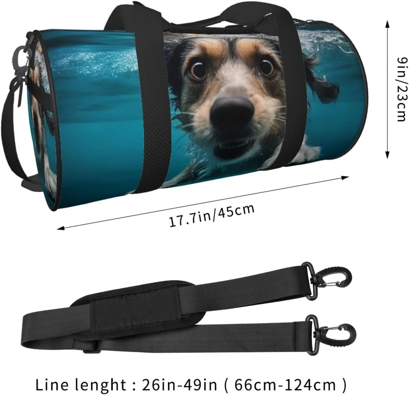 Travel Bag For Women,Underwater Dog Print Personal Item Duffle Bags,Weekend Travel Duffel Tote Bag,Travel Sport Gym Bag For Men,Airplane Travel Essentials For Flying