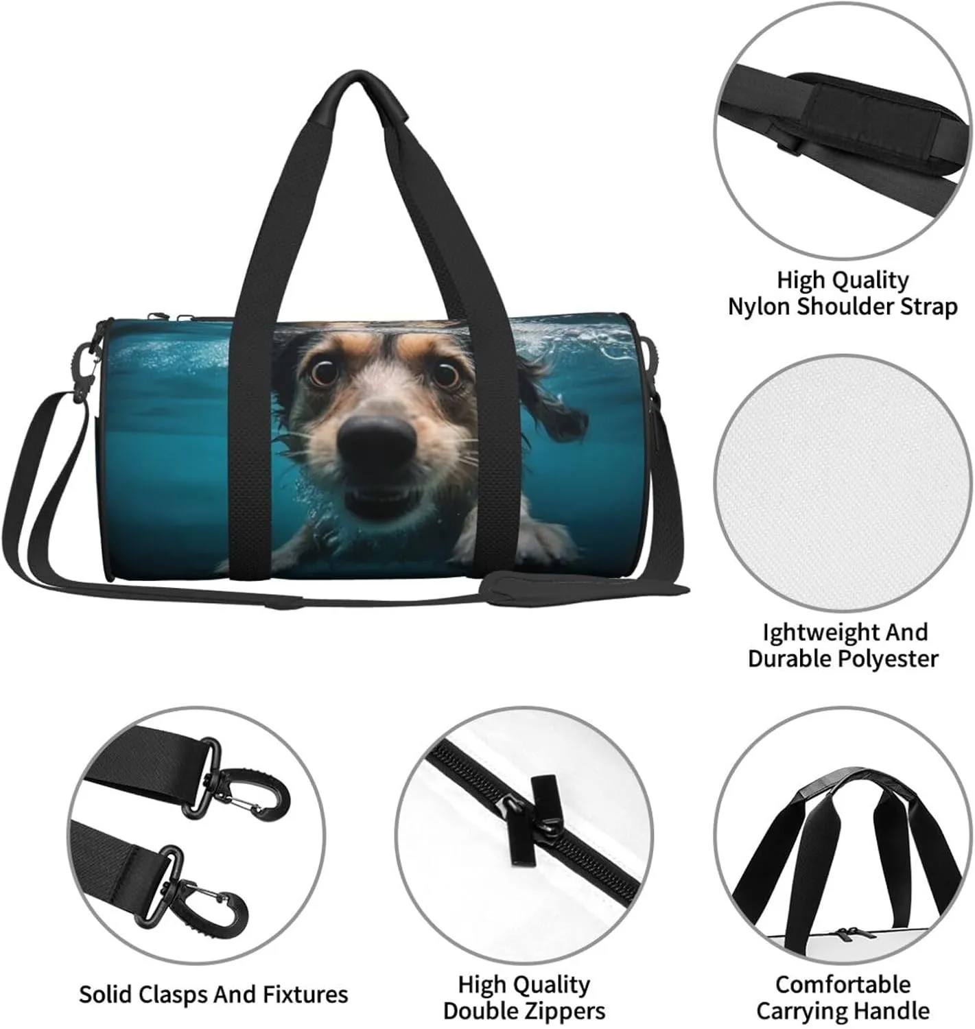 Travel Bag For Women,Underwater Dog Print Personal Item Duffle Bags,Weekend Travel Duffel Tote Bag,Travel Sport Gym Bag For Men,Airplane Travel Essentials For Flying