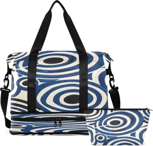 Travel Duffel Bag Abstract Circle Gym Duffel Bag for Men & Women with Shoe & Wet Compartment Shoulder Weekender Overnight Bag