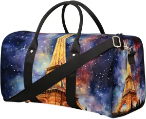 Travel Duffle Bag Galaxy Abstract France Sports Gym Bag for Women Men Gym Bag Weekender Overnight Bags Waterproof Carry On Tote Bag Workout Bag Dance Swimming Yoga Hospital Maternity Bag