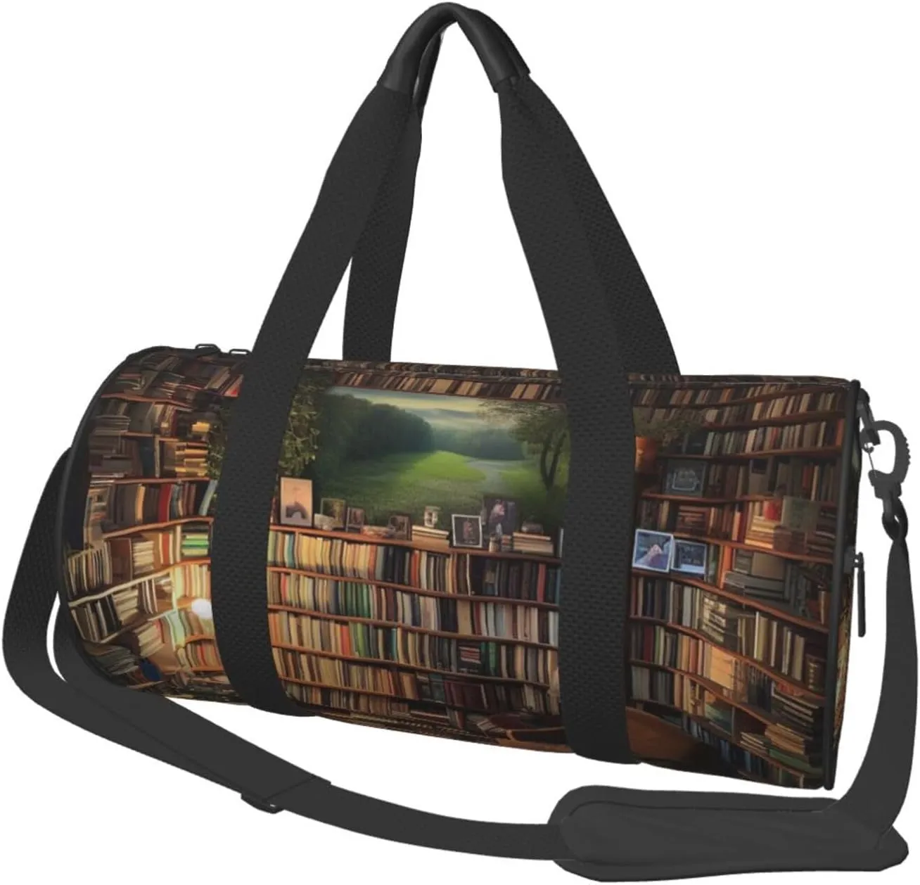Travel Duffle Bag Lightweight Sports Gym Bag for Men Women Foldable Carry On Weekender Overnight Bag Bookshelf Canvas Sport Duffel Bag for Yoga Business Trip, Black, One Size