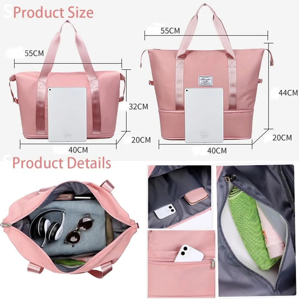 Travel Duffle Bag Waterproof Sports Gym Bag Large Tote Weekender Bags Shoulder Overnight Bags for Women