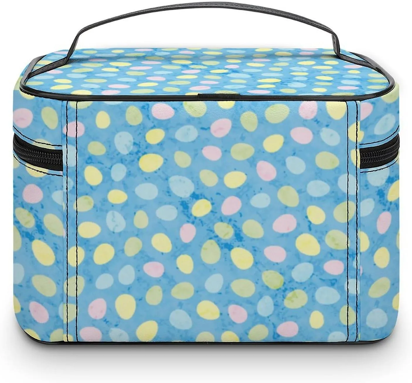 Travel Make Up Bag For Men Womens Cute Cartoon Eggs Blue Cosmetic Bags With Compartments Handle Wedding Party Large Capacity Waterproof Skincare Toiletry Makeup Box Organizer