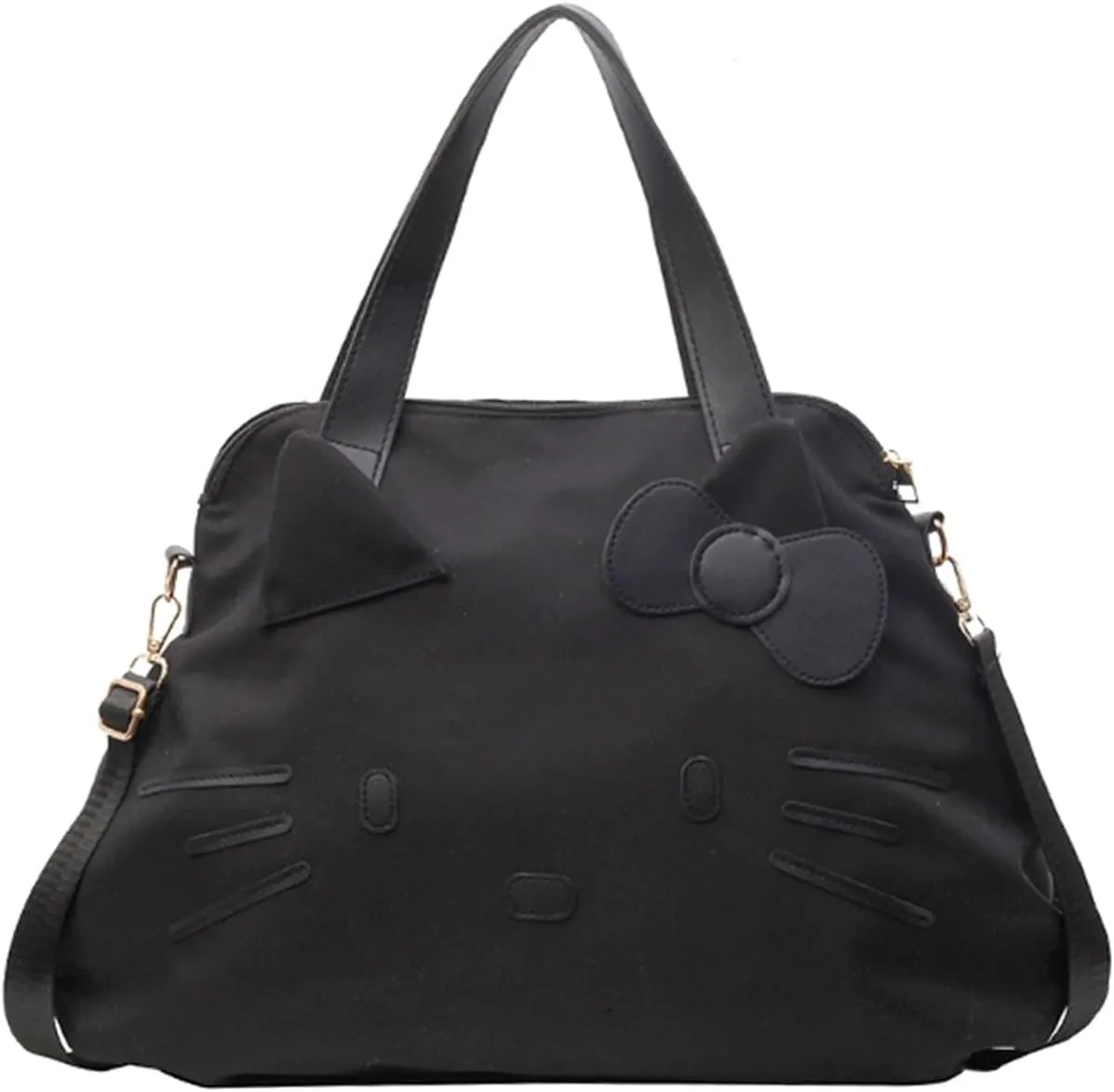 Travel Tote Bag with Zipper, Cat Women Shoulder Bag Duffel Bag for Weekender Overnight Trip