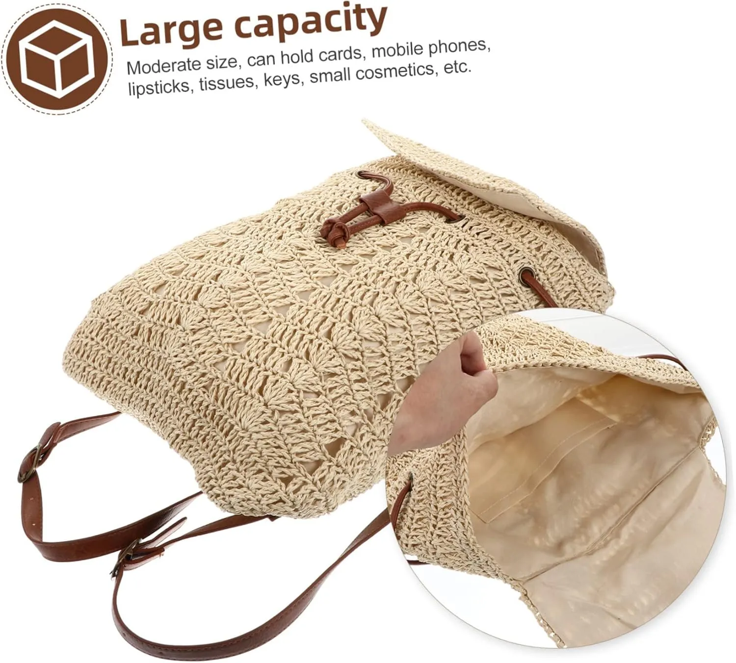 Trendy Beach Backpack - Women's Straw Sling Bag
