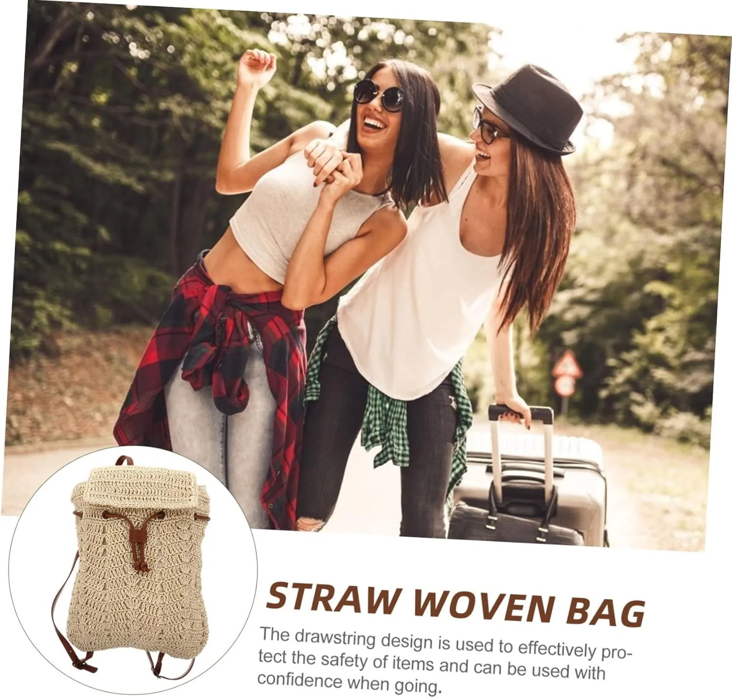 Trendy Beach Backpack - Women's Straw Sling Bag