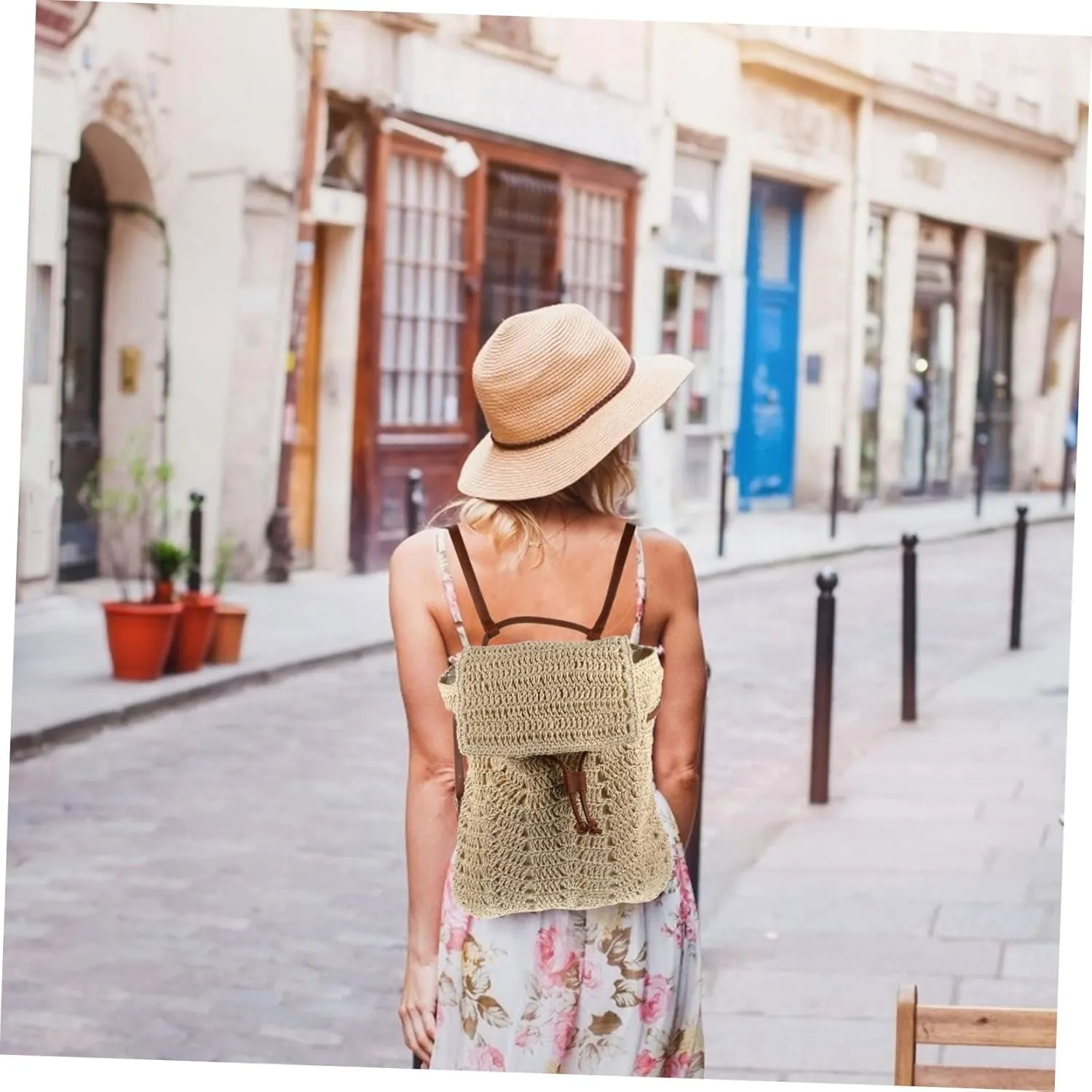 Trendy Beach Backpack - Women's Straw Sling Bag
